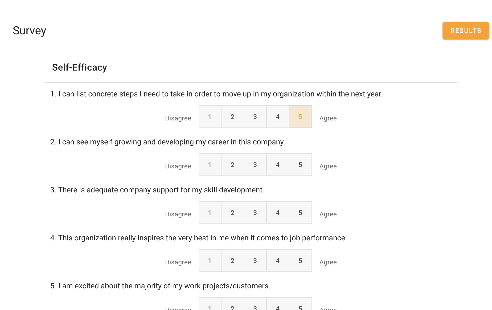 An example of Asa Team's anonymous and automated weekly/monthly surveys for employees